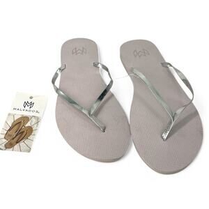 New Malvados | 11-12 | Sandal Flip Flop Flat Lux Metallic Silver Women's